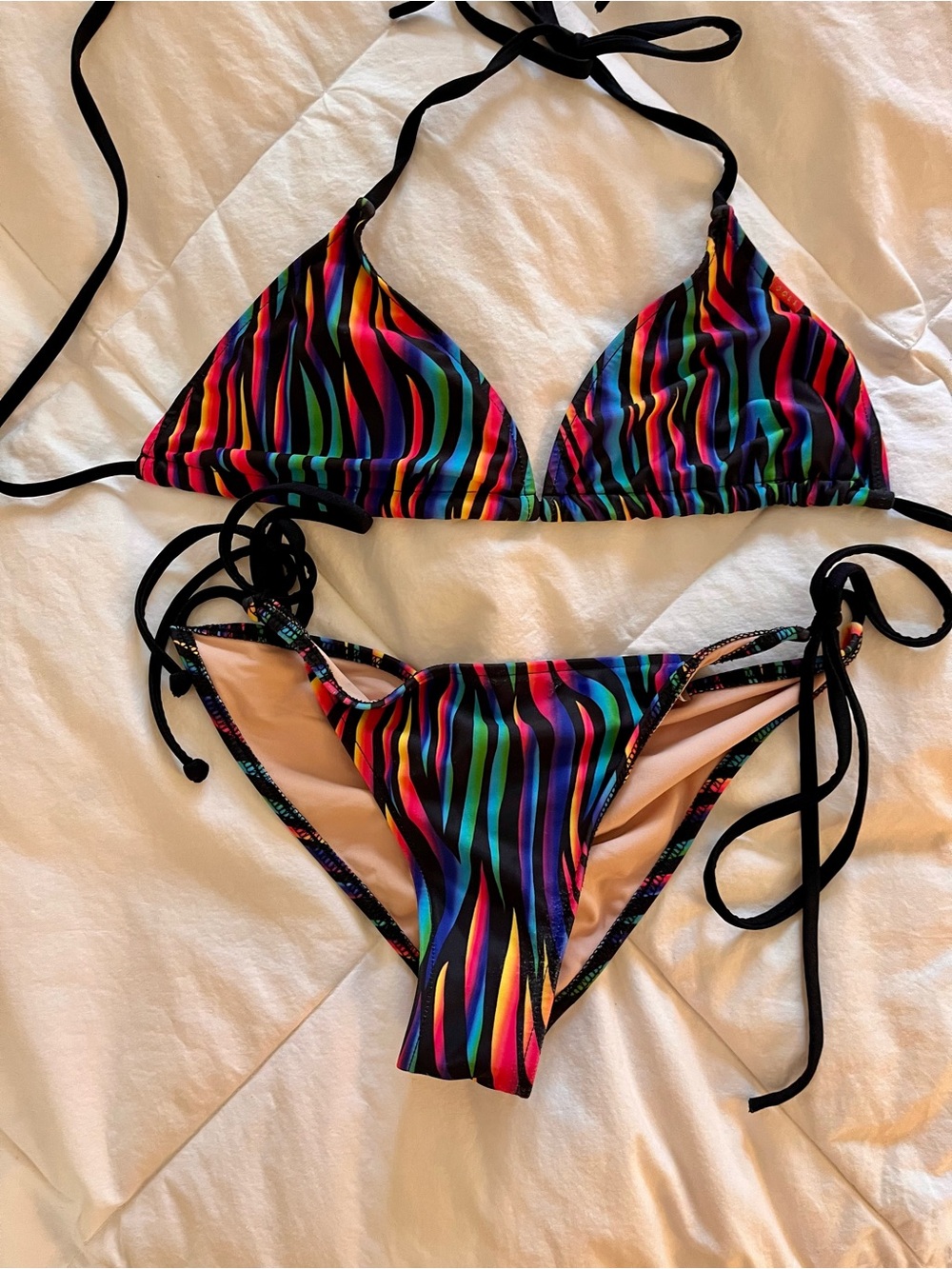 Doll Medium Rainbow Striped Triangle Bikini Set